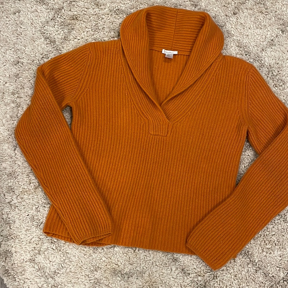 MaxMara Orange V-Neck Sweater